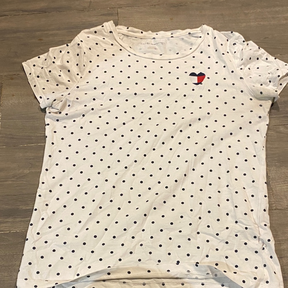 Tommy Hilfiger Kids Tee - White with Navy Dots